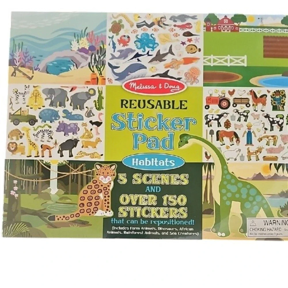 Melissa & Doug Sticker Collection and Reusable Habitats Sticker Pad Bundle New